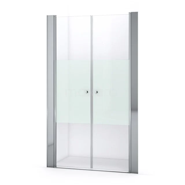 Zircon Comfort Shower door | 125 cm Chrome Clear with matt strip Bi-fold door S0432-1250N