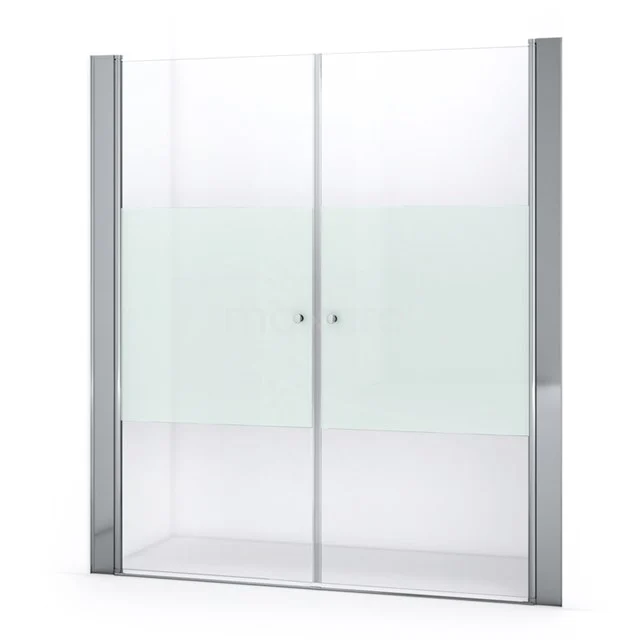 Zircon Comfort Shower door | 185 cm Chrome Clear with matt strip Bi-fold door S0432-1850N