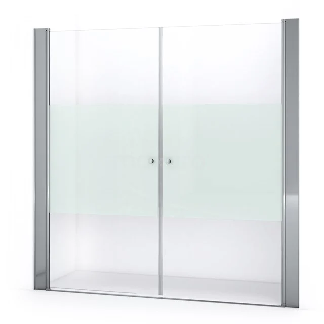 Zircon Comfort Shower door | 205 cm Chrome Clear with matt strip Bi-fold door S0432-2050N