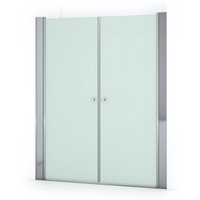 Mattglas-Duschtür mit Aluminiumprofil, zweigeteiltes Design, ideal für eine moderne Badezimmerrenovierung.