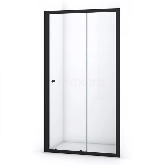 Ruby Allure Shower door | 120 cm Matte black Clear glass Sliding door S0850-1200M Black adjustable glass shower door, frosted frame, modern design. Ideal for stylish bathroom design.