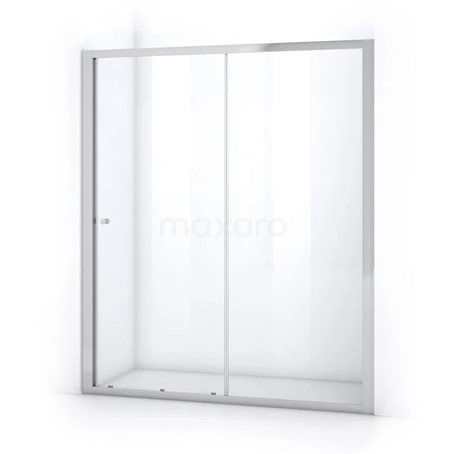 Glasene Duschtür mit Schiebe mechanismus, silberfarbenen Rahmen, perfekt für eine moderne Badezimmer Einrichtung.