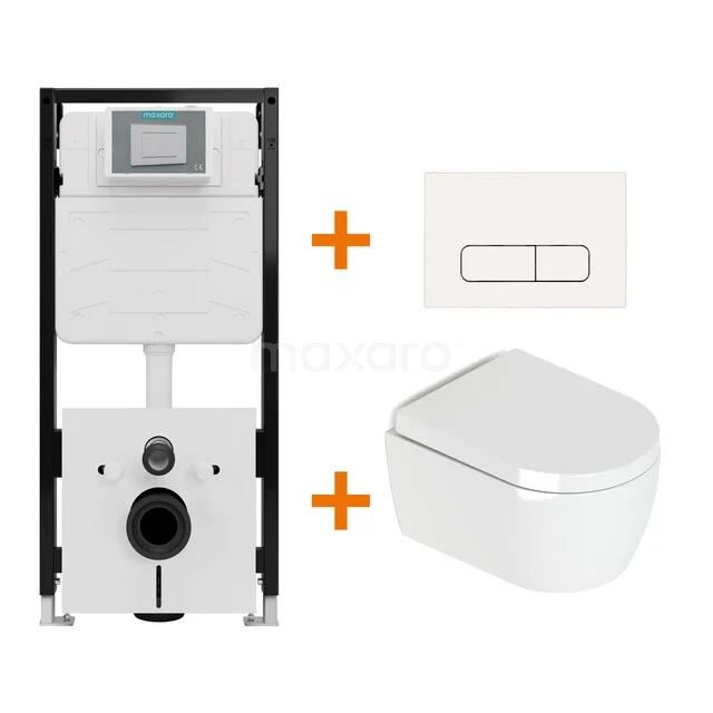 Shiny white toilet set with rim + Maxaro Flush Pro built-in cistern with sound insulation TOI4150 TOI4150_Hw.jpg