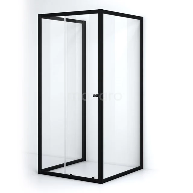 Ruby Allure Duschkabine | 100x100 cm Matt Schwarz Schiebetür Halbfreistehendes Quadrat U0920-1010M Schwarze, quadratische Glas-Duschkabine mit matter Oberfläche und schlankem Design, ideal für moderne Bäder.