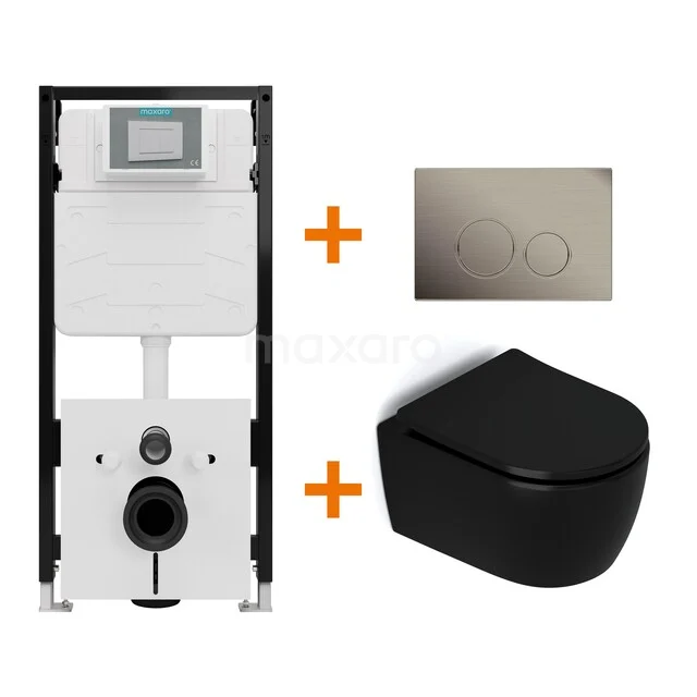 Toiletsets Mat zwart zonder Spoelrand + Maxaro Flush Slim Pro inbouwreservoir met geluidsisolatie TOI4343 TOI4343_Hw.jpg