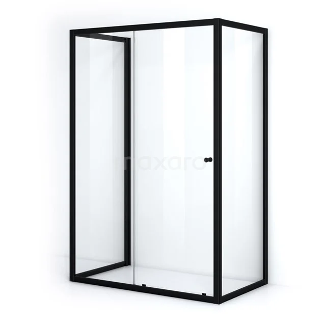 Ruby Allure Shower enclosure | 130x80 cm Matte black Clear glass Sliding door Semi-detached rectangle U0920-1308M Modern black shower enclosure with clear glass, ideal for sleek bathroom designs. Elegant finish and minimalist design.