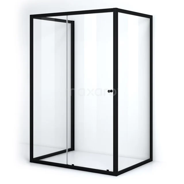 Duschkabine Doppelhaushälfte Ruby Allure 140x100cm aus klarem Sicherheitsglas mit Schiebetür Matt Schwarz U0920-1410M Schwarze Aluminium Duschkabine mit quadratischer Form, Klarglas und Schiebetür, ideal für ein modernes Badezimmer.