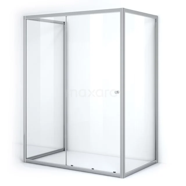 Duschkabine Semi-Detached Ruby Allure 170x90cm aus klarem Sicherheitsglas mit Schiebetür Chrom U0920-1709C Minimalistische rechteckige Duschkabine mit Glaswänden und silbergrauen Profilen, ideal für ein modernes Badezimmer.