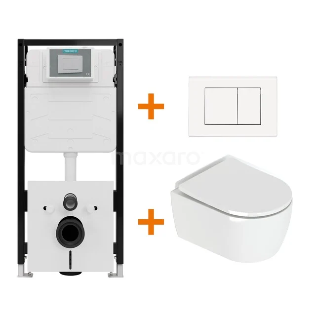 Shiny white toilet set with rim + Maxaro Flush Pro built-in cistern with sound insulation TOI4149 TOI4149_Hw.jpg