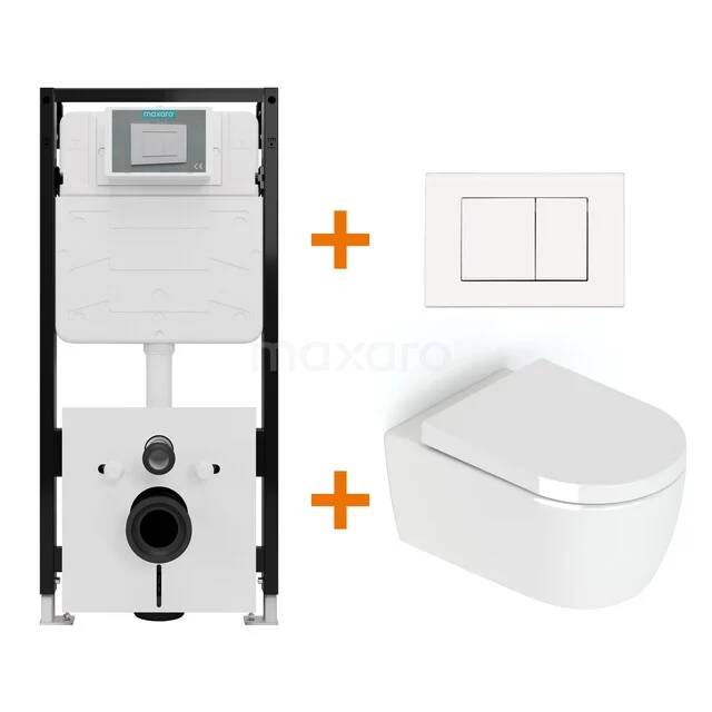 WC-Set Hochglanz Weiß ohne Spülrand + Maxaro Flush Slim Pro Unterputzspülkasten mit Schallschutz TOI4296 TOI4296_Hw.jpg