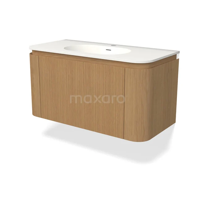 Modulo Plus Waschtische | 100 cm Honigeiche front Solid Surface 1 runde Schublade BMW71-00003 C71-1000_B77-gat_Honing-eik_64.jpg