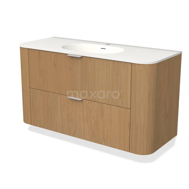 Modulo Plus Waschtische | 120 cm Honigeiche front Solid Surface 2 übereinanderliegende runde Schubladen BMW77-00004 C77-1200_B77-gat_Honing-eik_64.jpg