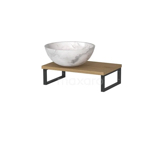 Modulo Pico Wastafelblad met waskom | 41 cm  Naturel fineer Wit marmer Natuursteen TMK01-00683