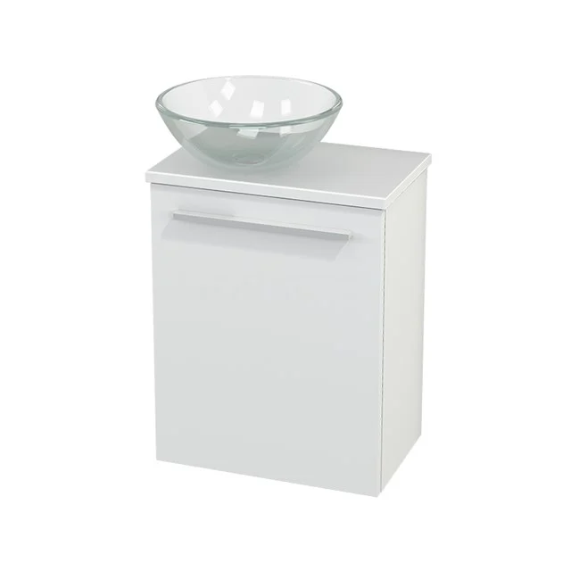Toilet unit with Countertop wash basin Glass Modulo+ Pico Matte white 41cm BMC000113 White bathroom unit with vanity units for countertop wash basin, modern design, compact shape, ideal storage for stylish and functional bathrooms.