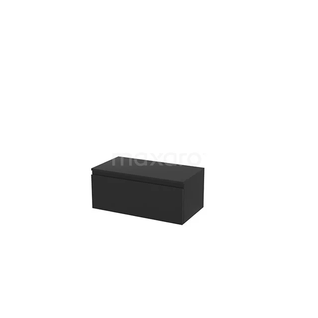 Matte black bathroom accessory storage, rectangular design, ideal for compact storage of toiletries and accessories.