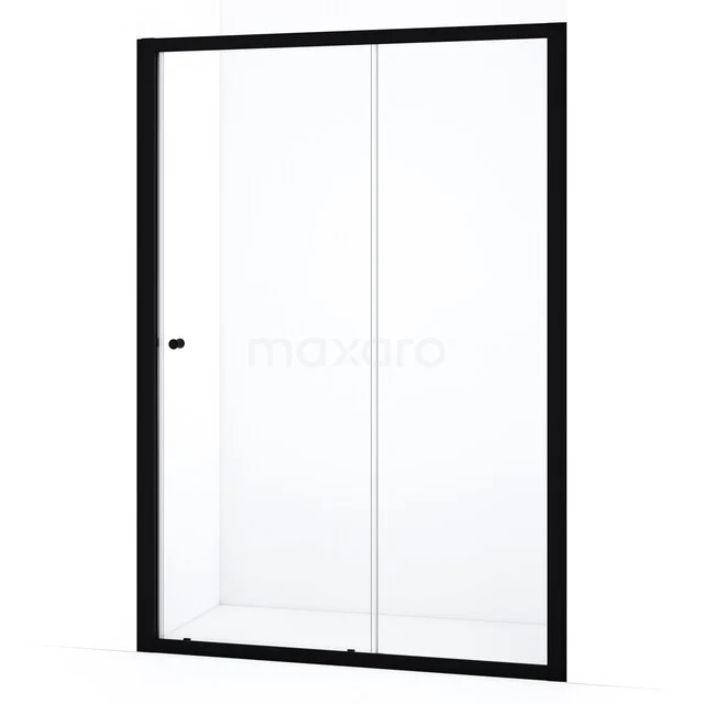 Ruby Allure Douchedeur | 130 cm Mat zwart Helder glas Schuifdeur S0850-1300M Glazen douchedeur met zwarte aluminium omranding, ideaal voor moderne badkamers, serie eleganza.