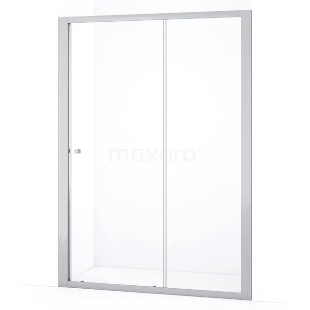 Ruby Allure Duschtür | 145 cm Chrom Klarglas Schiebetür S0880-1400CN Klarer Glas Duschwand mit einem silbergrauen Aluminiumrahmen, perfekt für einen modernen Badezimmer Stil.