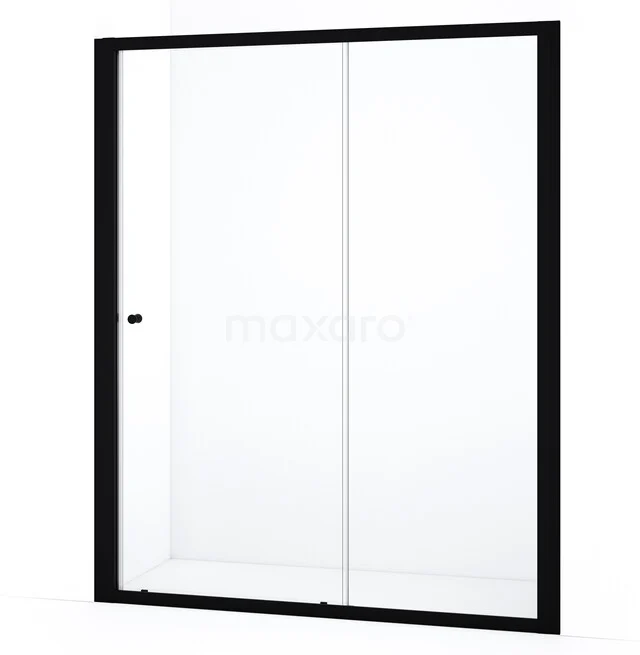 Ruby Allure Douchedeur | 155 cm Mat zwart Helder glas Schuifdeur S0880-1500M Moderne glazen douchewand met zwart frame, perfect voor een stijlvolle badkamerinrichting.