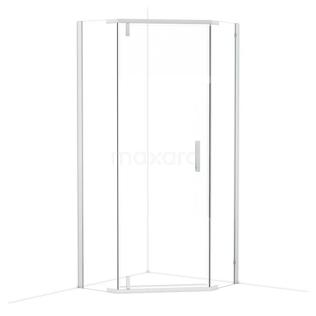 Topaz Duschkabine | 90x90 cm Chrom Drehtür Fünfeck D6403_0900CN Transparente Glas-Duschkabine mit Aluminiumrahmen, perfekt für eine moderne Badezimmergestaltung.