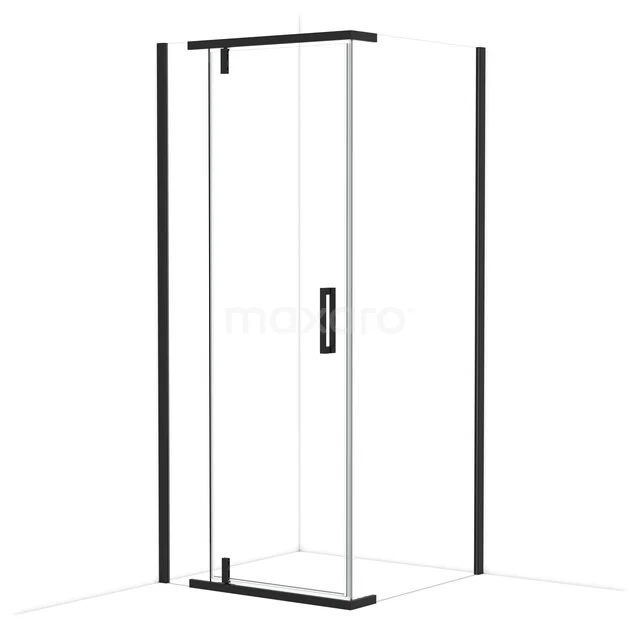 Topaz Duschkabine | 90x90 cm Matt Schwarz Drehtür Quadrat L6405_0900M Transparente Duschkabine mit schwarzen Profilen, modernes Design, ideal für ein stilvolles Badezimmer.