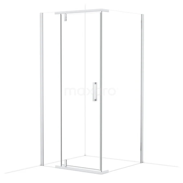 Topaz Duschkabine | 100x100 cm Chrom Drehtür Quadrat L6405_1000C Klarer Glas Duschkabine mit weißen Aluminium Profilen, ideal für eine moderne Badezimmergestaltung.