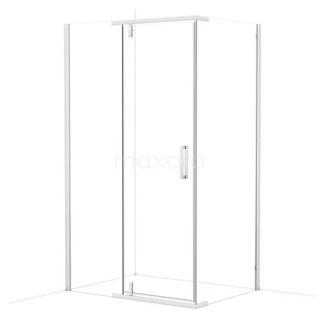 Topaz Duschkabine | 120x90 cm Chrom Drehtür Rechteck L6405_1209C Moderne weiße Duschkabine mit gläserner Schiebetür und Chromgriff, perfekt für ein stilvolles Badezimmer.