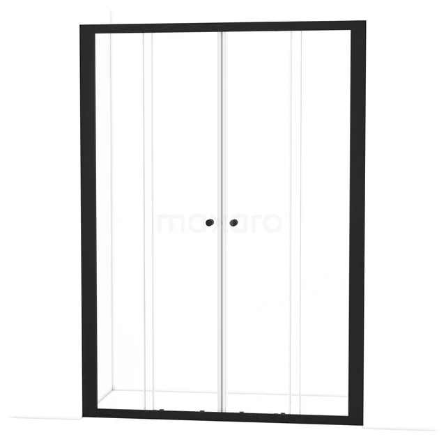 Ruby Allure Duschtür | 145 cm Matt Schwarz Klarglas Schiebetür S1680-1400M Moderne Duschwand mit Schwarz Rahmen und Glasplatten, ideal für ein strakes Badezimmer. Perfekt für eine stilvolle und großzügige Ausstrahlung.