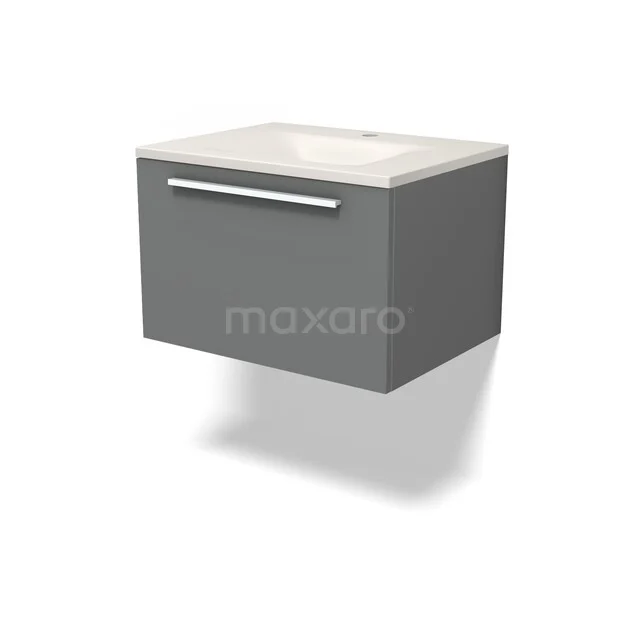 Modulo Badkamermeubel met wastafel | 60 cm Middengrijs Vlak front Solid surface 1 lade BMW11-05021 Modulo Badkamermeubel met wastafel | 60 cm Middengrijs Vlak front Solid surface 1 lade BMW11-05021