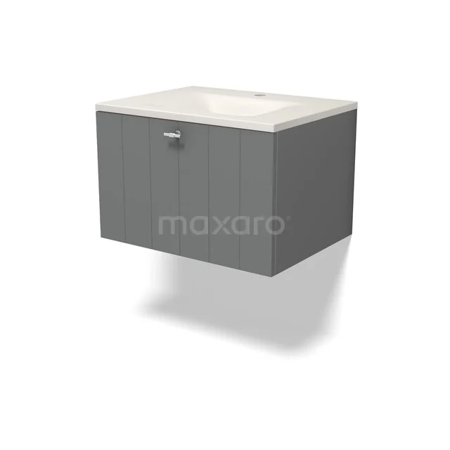 Modulo Badkamermeubel met wastafel | 60 cm Middengrijs Lamel front Solid surface 1 lade BMW11-05022 Modulo Badkamermeubel met wastafel | 60 cm Middengrijs Lamel front Solid surface 1 lade BMW11-05022
