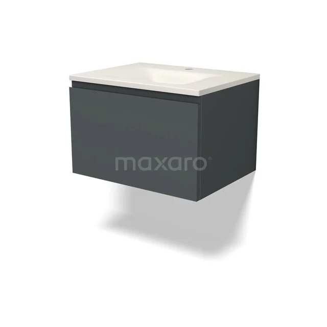Modulo Badkamermeubel met wastafel | 60 cm Donkergrijs Greeploos front Solid surface 1 lade BMW11-05030 Modulo Badkamermeubel met wastafel | 60 cm Donkergrijs Greeploos front Solid surface 1 lade BMW11-05030