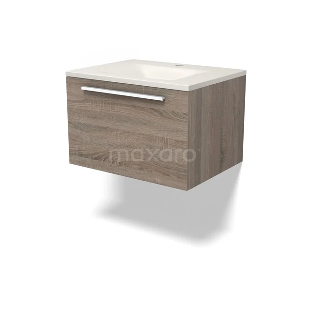 Modulo Badkamermeubel met wastafel | 60 cm Eiken Vlak front Solid surface 1 lade BMW11-05034