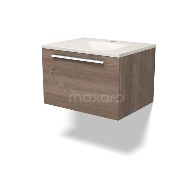 Modulo Badkamermeubel met wastafel | 60 cm Middenbruin eiken Vlak front Solid surface 1 lade BMW11-05037 Modulo Badkamermeubel met wastafel | 60 cm Middenbruin eiken Vlak front Solid surface 1 lade BMW11-05037