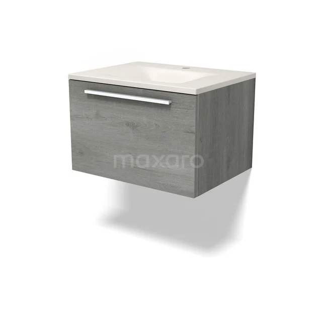 Modulo Badkamermeubel met wastafel | 60 cm Grijs eiken Vlak front Solid surface 1 lade BMW11-05039 Modulo Badkamermeubel met wastafel | 60 cm Grijs eiken Vlak front Solid surface 1 lade BMW11-05039
