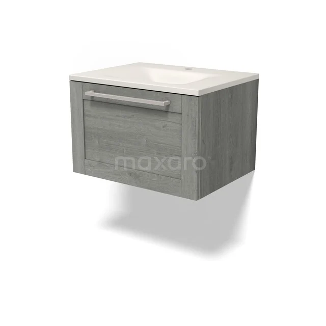 Modulo Badkamermeubel met wastafel | 60 cm Grijs eiken Kader front Solid surface 1 lade BMW11-05040 Modulo Badkamermeubel met wastafel | 60 cm Grijs eiken Kader front Solid surface 1 lade BMW11-05040