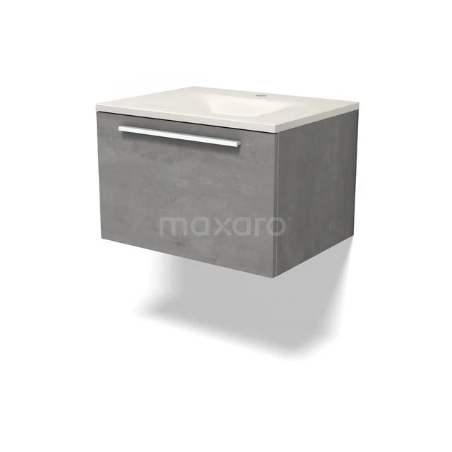 Modulo Badkamermeubel met wastafel | 60 cm Lichtgrijs beton Vlak front Solid surface 1 lade BMW11-05041