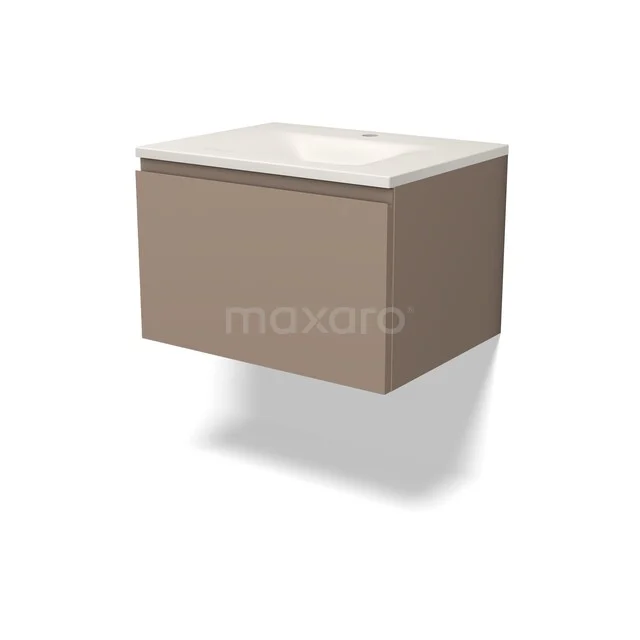 Modulo Badkamermeubel met wastafel | 60 cm Taupe Greeploos front Solid surface 1 lade BMW11-05047 Modulo Badkamermeubel met wastafel | 60 cm Taupe Greeploos front Solid surface 1 lade BMW11-05047