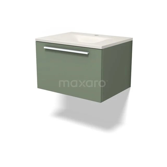 Modulo Badkamermeubel met wastafel | 60 cm Saliegroen Vlak front Solid surface 1 lade BMW11-05048 Modulo Badkamermeubel met wastafel | 60 cm Saliegroen Vlak front Solid surface 1 lade BMW11-05048