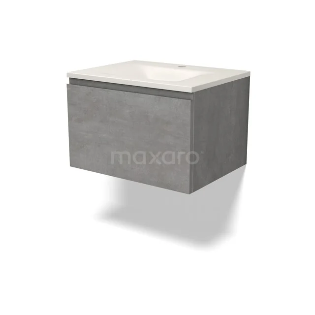 Modulo Badkamermeubel met wastafel | 60 cm Lichtgrijs beton Greeploos front Solid surface 1 lade BMW11-05052 Modulo Badkamermeubel met wastafel | 60 cm Lichtgrijs beton Greeploos front Solid surface 1 lade BMW11-05052