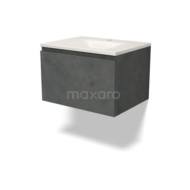 Modulo Badkamermeubel met wastafel | 60 cm Donkergrijs beton Greeploos front Solid surface 1 lade BMW11-05053 Modulo Badkamermeubel met wastafel | 60 cm Donkergrijs beton Greeploos front Solid surface 1 lade BMW11-05053