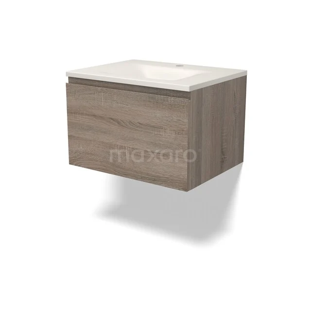 Modulo Badkamermeubel met wastafel | 60 cm Eiken Greeploos front Solid surface 1 lade BMW11-05054
