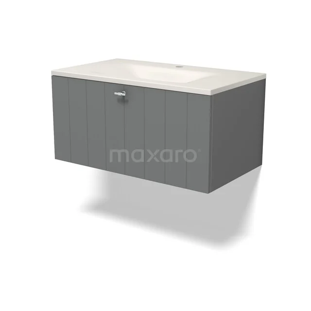 Modulo Badkamermeubel met wastafel | 80 cm Middengrijs Lamel front Solid surface 1 lade BMW11-05058 Modulo Badkamermeubel met wastafel | 80 cm Middengrijs Lamel front Solid surface 1 lade BMW11-05058