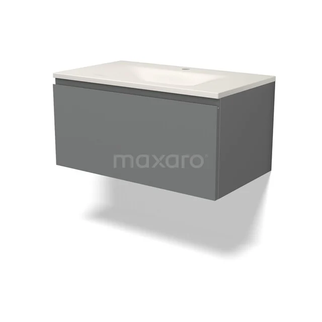 Modulo Badkamermeubel met wastafel | 80 cm Middengrijs Greeploos front Solid surface 1 lade BMW11-05059 Modulo Badkamermeubel met wastafel | 80 cm Middengrijs Greeploos front Solid surface 1 lade BMW11-05059