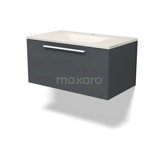 Modulo Badkamermeubel met wastafel | 80 cm Donkergrijs Vlak front Solid surface 1 lade BMW11-05064 Modulo Badkamermeubel met wastafel | 80 cm Donkergrijs Vlak front Solid surface 1 lade BMW11-05064