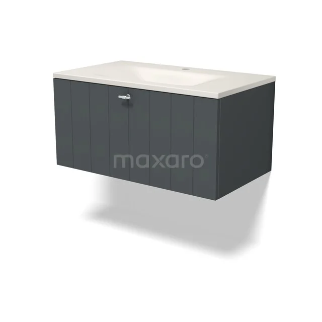 Modulo Badkamermeubel met wastafel | 80 cm Donkergrijs Lamel front Solid surface 1 lade BMW11-05065 Modulo Badkamermeubel met wastafel | 80 cm Donkergrijs Lamel front Solid surface 1 lade BMW11-05065