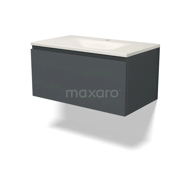 Modulo Badkamermeubel met wastafel | 80 cm Donkergrijs Greeploos front Solid surface 1 lade BMW11-05066 Modulo Badkamermeubel met wastafel | 80 cm Donkergrijs Greeploos front Solid surface 1 lade BMW11-05066