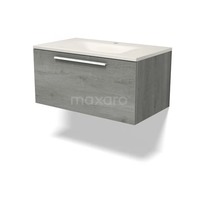 Modulo Badkamermeubel met wastafel | 80 cm Grijs eiken Vlak front Solid surface 1 lade BMW11-05074 Modulo Badkamermeubel met wastafel | 80 cm Grijs eiken Vlak front Solid surface 1 lade BMW11-05074