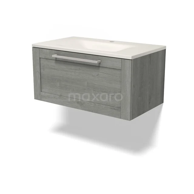 Modulo Badkamermeubel met wastafel | 80 cm Grijs eiken Kader front Solid surface 1 lade BMW11-05075 Modulo Badkamermeubel met wastafel | 80 cm Grijs eiken Kader front Solid surface 1 lade BMW11-05075