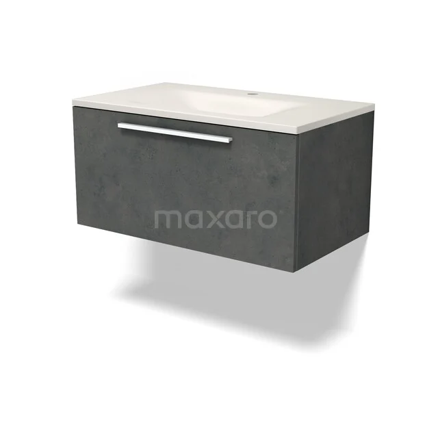 Modulo Badkamermeubel met wastafel | 80 cm Donkergrijs beton Vlak front Solid surface 1 lade BMW11-05077