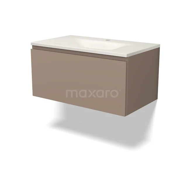 Modulo Badkamermeubel met wastafel | 80 cm Taupe Greeploos front Solid surface 1 lade BMW11-05082