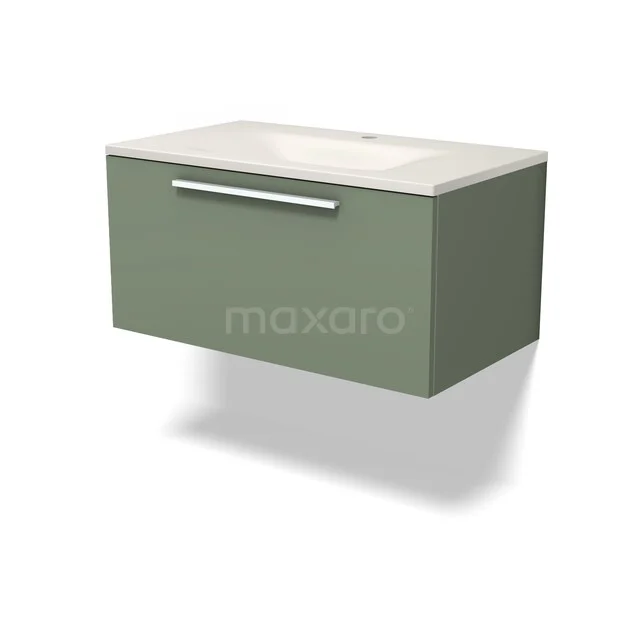 Modulo Badkamermeubel met wastafel | 80 cm Saliegroen Vlak front Solid surface 1 lade BMW11-05083